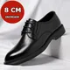 3/6/8 CM Elevator Shoes Men Dress Shoes Black Soft Leather Men Heighten Formal Shoes Casual Business