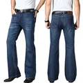 Jeans Men Mens Flared Jeans Boot Cut Leg Flared Male Designer Classic Denim Jeans High Waist Stretch