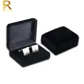 Wholesale Black Velvet Cufflinks Gift Box Men Shirt Cufflinks Gemelos Carrying Case Cuff Link Tie