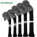 5pcs/set Golf Knit Headcover Dot White Stripe Pattern Golf Protector For Driver(460cc) Fairway and