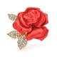 Wuli&baby Red Rose-flower Brooches For Women Enamel Beautiful Plants Party Office Brooches Pins