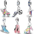 Silver Plated Sport Love Dangle Charm fit Pandora Bracelet Necklace Skate Shoes Beads Pendant Silver