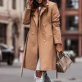 Double-breasted Trench Coat Women Overcoat Autumn Winter Jacket Women Turndown Collar Wrap Coat