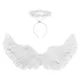 2PC Angel Wings and Halo Adult Feather Angel Wings Costume White Feather for Kids Women Girls