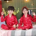 Satin Silk Pajamas for Kids Sleepwear Set Red Children Pijama for Teen Girls Pyjamas 2023 Toddler