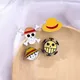 Cartoon One Piece Luffy Wearing Straw Hat Skull Head Metal Enamel Brooch Personality Badge Pin