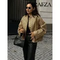 TRAFZA Women Trend Gold Sequin Decoration Loose Short Jacket Woman New Fashion Coat Versatile Warm