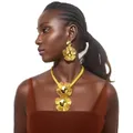 Big Flower Jewelry Set Gold Color Pendant Necklace Drop Earrings Dubai Wedding African Jewelry Set