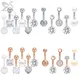 ZS 4/5/6/9/10pcs/lot 14g Stainless Steel Belly Button Rings Set For Women Girls Crystal White Stone