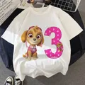 Paw Patrol Skye Puppy Dog T Shirt Happy Birthday Numbers 2 3 4 5 6 Years Children Girls T-shirts