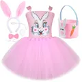 Pink Easter Bunny Costumes for Baby Girls Halloween Festival Tutu Dress for Kids Animal Rabbit
