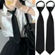 Unisex Black Simple Clip on Tie Security Tie Uniform Shirt Suit Neckties Steward Matte Funeral Lazy