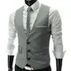 2024 New Grey Dress Vests Slim Fit Mens Suit Vest Casual Sleeveless Waistcoat Gilet Homme Formal