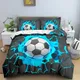 Football Duvet Cover Set 3D Print with Blue Crack Cool Sport Comforter Cover King Size for Kids Boys