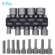 9pcs/set 5mm-13mm Hex SocketS Sleeve Nozzles Nut Driver Set Power Nuts Driver Socket Screwdriver Set