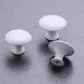 4PCS European Mushroom Porcelain White Black Single Hole Handle Modern Simple Wardrobe Cabinet Round