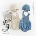 Baby Clothes Denim Sling Romper Infant Onesie Newborn One-piece 0-3 Years Old Complimentary Hat