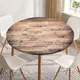 Classic Wooden Flooring Round Table Cover Fitted Tablecloth Elastic Waterproof Dining Table Covers