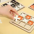 Wooden Tic Tac Toe Game for Kids Mini Board Game XO Chess Board Game Family Children Puzzle Game