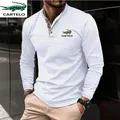 Polo da uomo A maniche lunghe di marca autunno manica lunga stampata Polo casual da uomo nuova