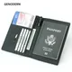 Carbon Fiber Microfiber RFID Passport Cover Leather Elastic Band Travel Document Wallet ID Bag
