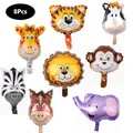 8pc Cute Mini Jungle Animal Head Foil Balloons Inflatable Air Balloon Kids Birthday Party