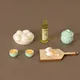 1/12 Dollhouse Mini Kitchen Food Toy Set Dollhouse Egg Olive Oil Jar Chopping Board Model Dolls