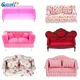 1Set Dollhouse Cute Miniature Furniture Pink / Flower Cloth Sofa For Doll Kid's Play House Toys