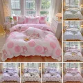 Sanrio Kids Bedding Set Kuromi Cinnamoroll Mymelody Duvet Cover Bed Sheet Pillowcase Bedsheet Double