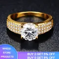 YANHUI 4 Claw 2 Carat Cubic Zirconia Wedding/Engagement Rings For Women Gold Color Women's Ring Fine