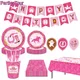 Western Cowboy Theme Birthday Party Decorations Pink Cowgirl Disposable tableware Party Banner