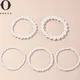 Obega 5PCS Elastic Immitation Pearl Braclet Set For Women Girls Bridal Stretch Bracelet Trendy