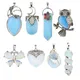 12 Types White Opal Natural Stone Pendant With Chain Display Box Heart Waterdrop Shape Pendant fit