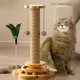 Cat Pet Products Accessories Sisal Scratching Post Solid Wood Pet Cat Turntable Funny Toy Balls Grab