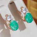 JULYDREAM Personality Oval Cut Frosted Green Zircon Drop Earrings for Women Luxury Wedding Party