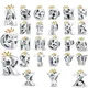 Silver Colour Crown Collection 26 Letters A-Z Letter Fit Pandora Bracelet Silver Colour Original