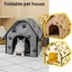 Pet House Portable Cat Dog Villa Footprint Pattern Cats Dogs Nest Foldable Small Medium Indoor Pets