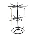 Rotating Jewelry Display Stand 2 Tier Round Metal Necklace Organizer for Hanging Earrings Rings