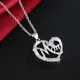 45cm Charms 925 Sterling Silver Elegant MOM Crystal Heart Pendant Necklace for Women Fashion Fine