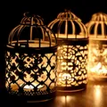 Metal Bird Cage Wedding Candle Holder Golden and Silver Lantern Morocco Vintage Small Lanterns For