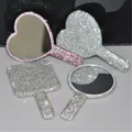 Women's Makeup Compact Mirror Sticking Diamond Hand-held Mirror ABS Fashionable High-end Beauty