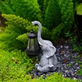 Goodeco Elephant/Giraffe Statue with Solar Lantern Figures for Garden/Yard Decortion Gifts for