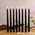 6/12 Pcs Black Flameless LED Candles Light 28 Cm/11 Inch LED Candles Lights Household Taper Candles