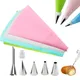 6pcs DIY Reusable Puff Cake Icing Piping Tip Silicone Pastry Bag Cream Cupcake Butter Tube Nozzle