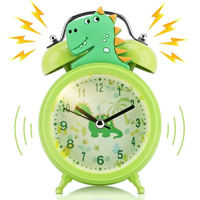 Kids Alarm Clock Cute Dinosaur Unicorn Desk Clock Double Bell Clock with Backlight Alarm Clock For