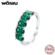 WOSTU 925 Sterling Silver Oval Emerald Green Zircon Wedding Rings For Women Luxury Jewelry