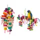 Wooden Parrot Toys Bird Cage Hanging Chewing Toys Multicolored Parrot Foraging Blocks for Birds