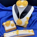 ANIID Ethiopian Red Rope 6pcs Necklace Jewellery Set For Lady Flower Designer Wedding Nigerian