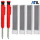 Solid Carpenter Pencil Set with 6 Refill Leads Built-in Sharpener Deep Hole Mechanical Surveying