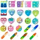 24PCS Pop Fidget Toys Party Favors Toddler 4 Shapes Pop Keychain Fidgets Packs Autism Popper Stress